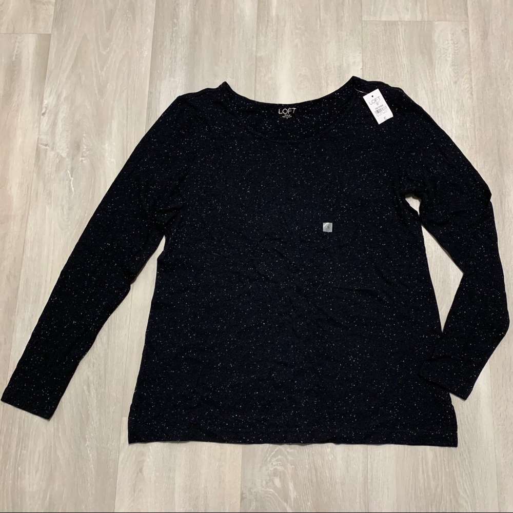 Loft Black Long Sleeve Tee Top Sz S